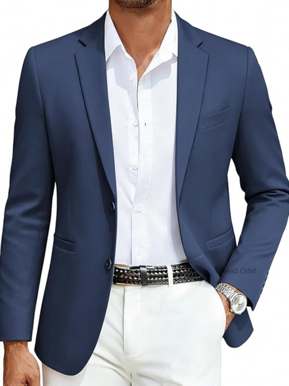 Men's Slim Fit Knit Blazer Two Button Sport Coat Suit Jacket